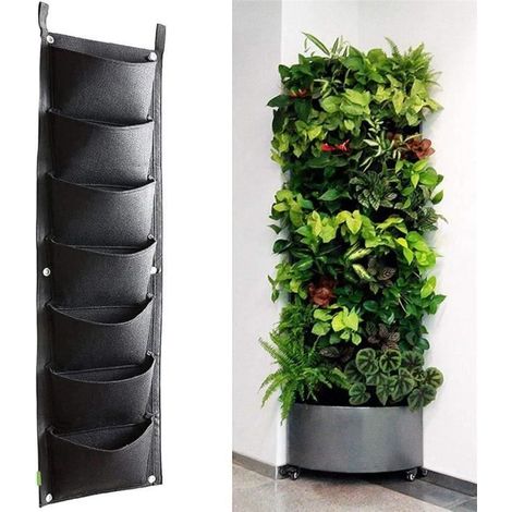 Vertikale Hänge-Blumenampeln, 7 Innen- und Außentaschen, große Pflanzsäcke für Balkon, Garten, Hof und Dekoration.