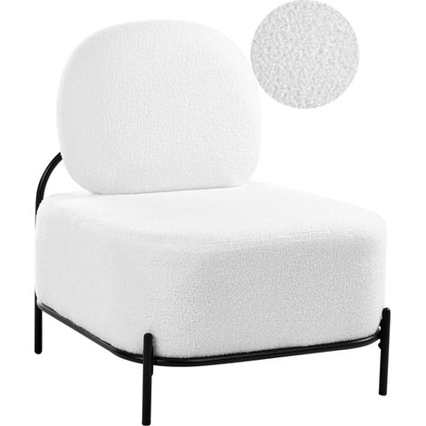 Sillón decorativo tapizado en bouclé estructura de metal estilo retro blanco Lunde