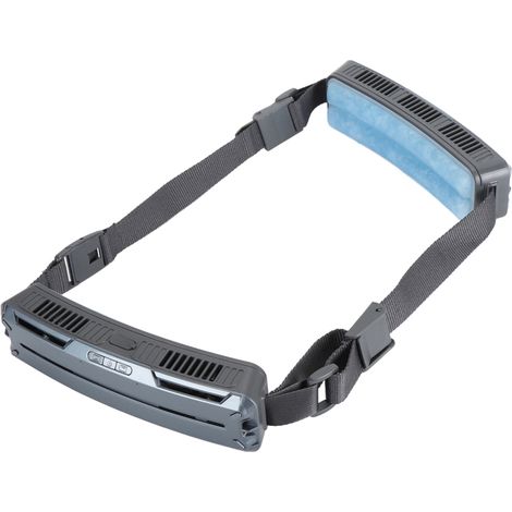 Ventilateur de ceinture multifonctionnel à 3 vitesses réglables, compresse de glace, grand angle de ventilation, idéal pour les sports de plein air, gris argenté. (1/5)