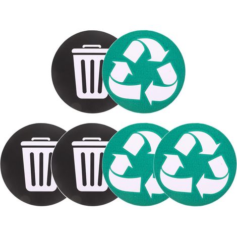 Recycling Mülleimer Aufkleber 6 Wasserfeste PVC Autocollant (1/5)