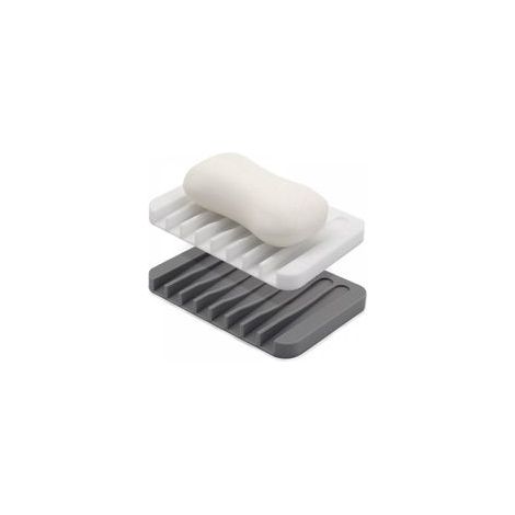 Dispensador de jabón y jabonera con orificio de drenaje, soporte de jabón de silicona de 2 piezas, accesorios para lavabo y ducha, bandeja de jabón, color blanco roto - Crezuo