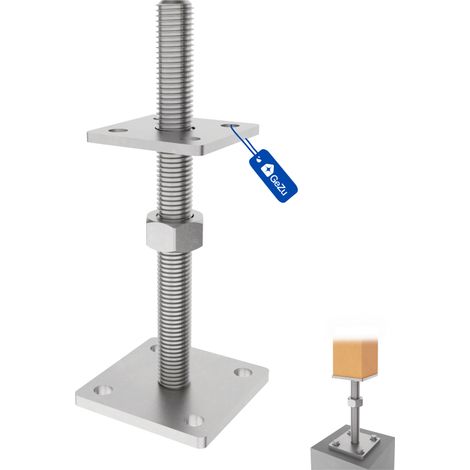 Lot de 16 Support de poteau galvanisés à chaud 50 x 50 mm 30–130 mm – Hauteur réglable – Platine bois pour pieds de poteaux clôture – GeZu Impex (1/5)