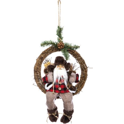 Couronne de Noël en bois avec Père Noël