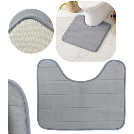 Alfombra de baño con recorte para inodoro, antideslizante (1/5)