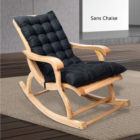 Coussin Chaise Lounge Jardin Extérieur 120X48CM,Coussin Fauteuil Epais Doux,Coussin pour Chaise À Bascule, sans Chaise, Noir (1/4)