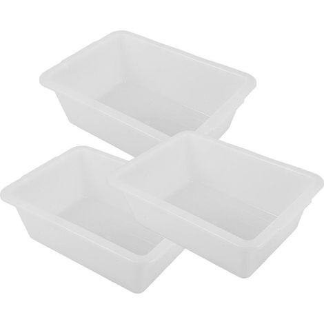Bacs à vaisselle rectangulaires en plastique commercial, adaptés aux cuisines de restaurant, blancs, faciles à nettoyer, lot de 3. (1/5)