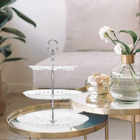 Présentoir à cupcakes, présentoir à gâteaux à 3 étages, présentoir à desserts, plateau de service à étages pour le thé, présentoir à fruits, plateau de service à pâtisseries (1/2)