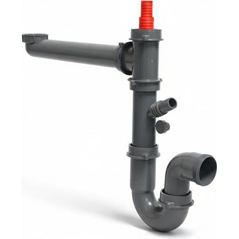 Siphon dévier de cuisine une 1 cuve avec tubulure gain de place et sortie filetée 40x49, FRANKE