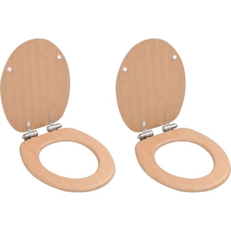 FIMEI 2 pcs Sièges WC MDF et couvercle à fermeture en douceur Bambou (1/5)