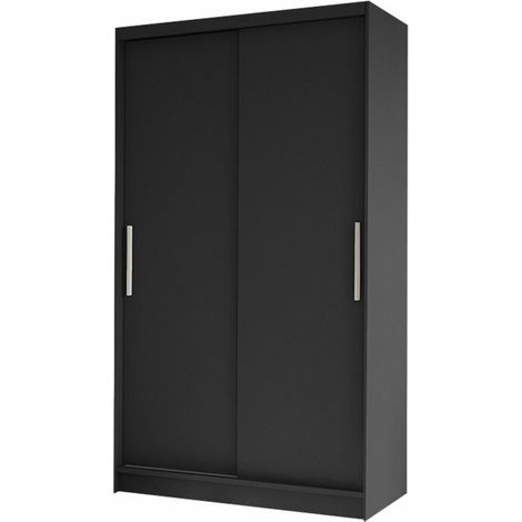 Armoire Closico 162, Noir, 200x100x58cm, Portes d'armoire: Coulissantes, Nombre d'étagères: 4