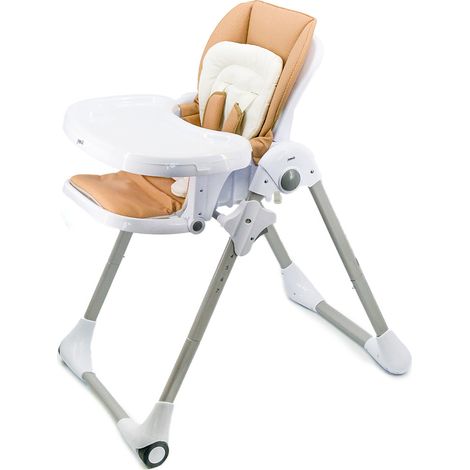 Chaise haute évolutive pliable et réglable pour bébé – Harnais 5 points – Dossier inclinable 3 positions – Ultra compacte – Beige