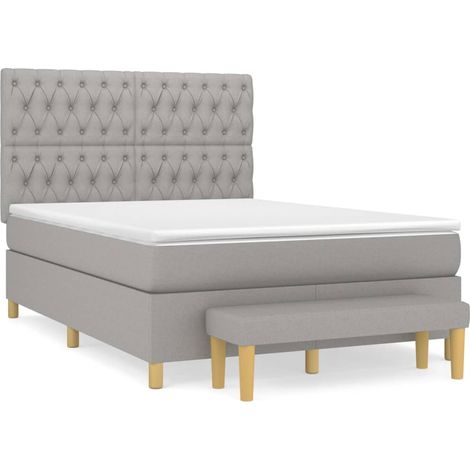 Maison Exclusive - Giroletto a Molle con Materasso Grigio Chiaro 140x200cm Tessuto (1/5)