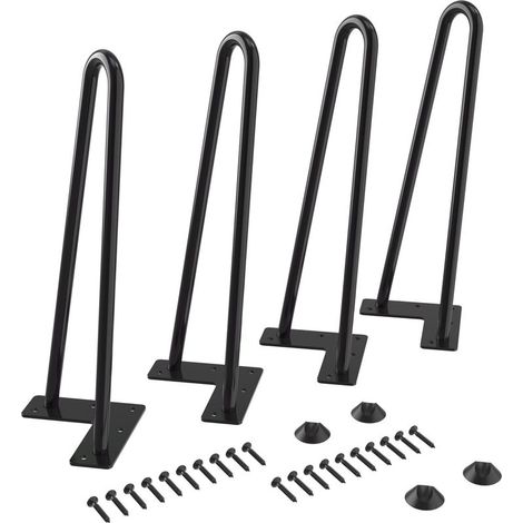 4pcs 30CM Pied de Table Basse en Métal Pieds de Meuble Diamètre 10mm Hairpin Legs pour Table à Manger Armoire Garde-Robe (1/5)