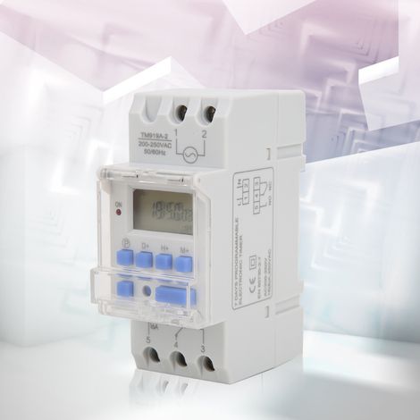 TM919A-2 Programmierbarer Digitaltimer, 200–250 V AC, 16 A, mit LCD-Anzeige und 7-Tage-Programmierung (1/5)
