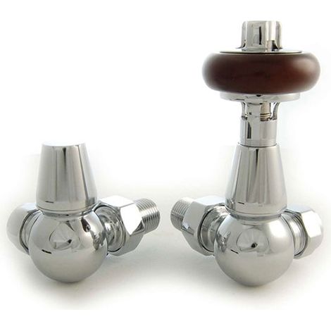 West Faringdon Corner Thermostatic Radiator Valve and Lockshield - Chrome (1/5)