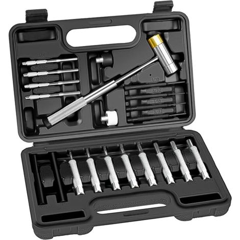 Jeu de poinçons, outils de poinçonnage, jeu de chasse-goupilles, robuste comprenant un poinçon et un marteau en acier, pour la maintenance des machines (1/5)