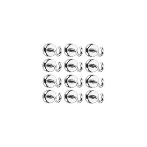 Rnemitery Packung mit 12 Magnethaken, 16 mm, A3-Stahl und Neodym, 5,5 kg Zugkraft, vernickelte Oberfläche für Metalloberflächen