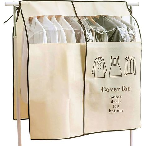 Housse Protège Housses de Vêtements 90 × 110cm Housse de Anti-Poussière Protection Portant Universelle Garment Covers (Beige) (1/5)