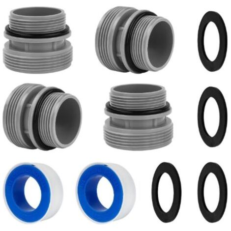 Kit de Conversion 4560 (4 Raccords + 2 Rubans d'Étanchéité) – Compatible avec les Tuyaux de Piscine Hayward, Intex, etc. (1/4)