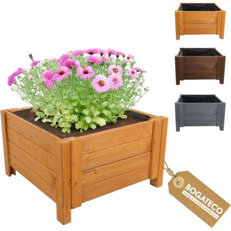 Jardinière Haute Bois Bogateco 60x60x30 cm Géotextile Brun Clair (1/5)