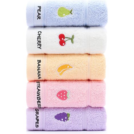 Irovami Ensemble de 5 serviettes de bain douces en coton pour enfants, avec de jolis motifs de dessins animés, idéales pour les bébés et les tout-petits à la peau sensible. (1/2)