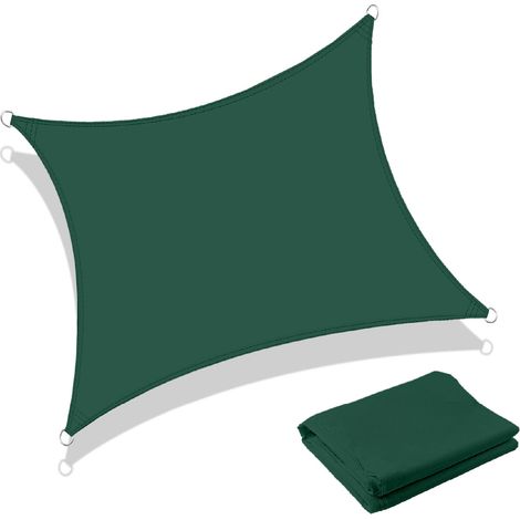 Tenda a Vela Ombreggiante Impermeabile con Anelli Rinforzati Copertura Sole per Giardino Terrazzo Balcone Patio Diverse Forme e Misure Verde - Quadrata3x3 Metri