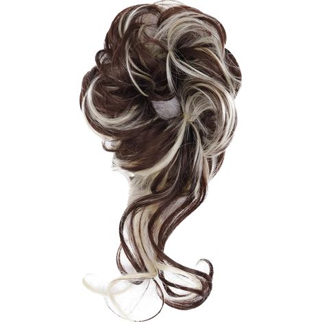 Moño de cabello sintético rizado, con banda elástica, fácil de usar, 6AH613 (1/2)