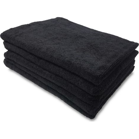 SET 5 ASCIUGAMANI SALVIETTA SPUGNA NERO BEAUTY PARRUCCHIERA CM. 50X100