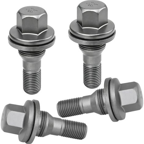 Lot de 4 boulons de roue M12 x 1,25 – Boulons de roue de haute qualité pour Citroën Peugeot, avec écrou de sécurité, convient pour C2, C3, C4, C5, 206, 207, 308, 407 (1/5)