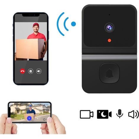 Caméra de sonnette sans fil intelligente, caméra de sonnette vidéo WiFi 1080p avec audio bidirectionnel, vision nocturne, stockage en nuage, sonnette vidéo de sécurité intelligente HD résistante à l'e (1/5)