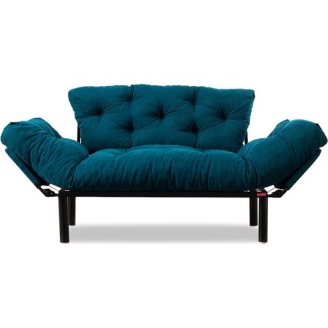 Sofá cama, sofá de dos plazas, cama de invitados Sofa-Bed Azul petróleo (1/5)