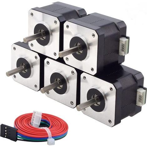 Moteur pas à pas Nema 17 - Lot de 5 - Bipolaire 4 fils - Couple 42Ncm - Imprimante 3D CNC - 42x42x39mm (1/5)