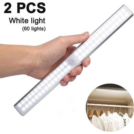 Lot De 2 Lampes De Placard Led 60 Led Rechargeables Avec Capteur De Mouvement Pour LIntrieur clairage Sous LArmoire Odipie (1/4)