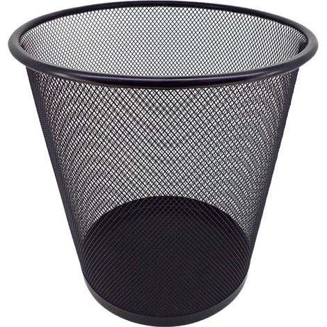Papelera de rejilla metálica Capacidad de 12 litros - color :Negro - Negro