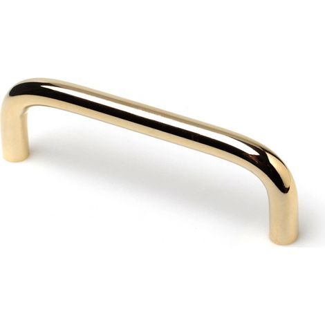 Poignée de meuble en fer doré poli – Dimensions 106x10x30mm – Inserts 96mm – Pour bois dur et teck – REI
