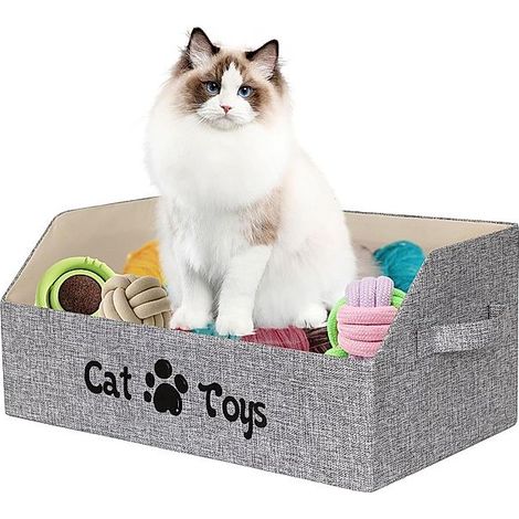 Coffre à jouets pliable pour chat avec poignées, 50 x 29 x 22 cm (1/5)