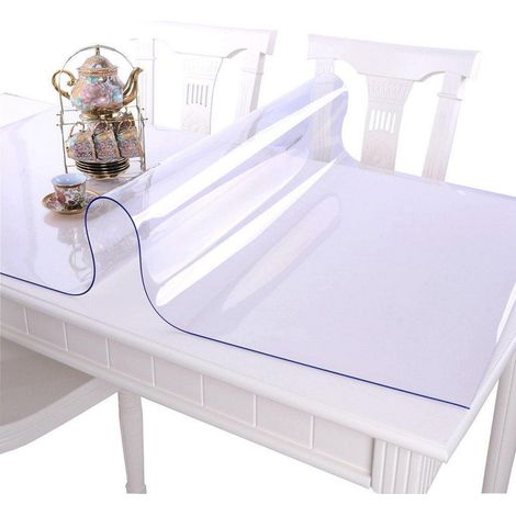 Nappe de table transparente PVC 2mm 90x150cm Rectangulaire Imperméable & Anti-rayures