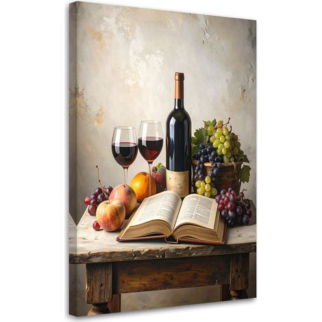 Wandbild für Wohnzimmer  Wein Trauben Stillleben 60x90 cm