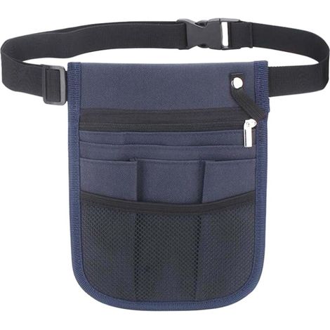 (Bleu) Sac de taille pour articles ménagers, petit sac à outils polyvalent 21x16,5 cm, sac de ceinture, organisateur d'outils (1/5)