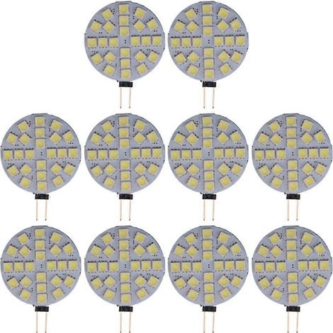 Packung mit 10 Mini-SMD-5050-LED-Lampen, G4-Sockel, 4,8 W, 12 V DC, ersetzt zweipolige Halogenlampen, kaltweißes Licht. (1/5)