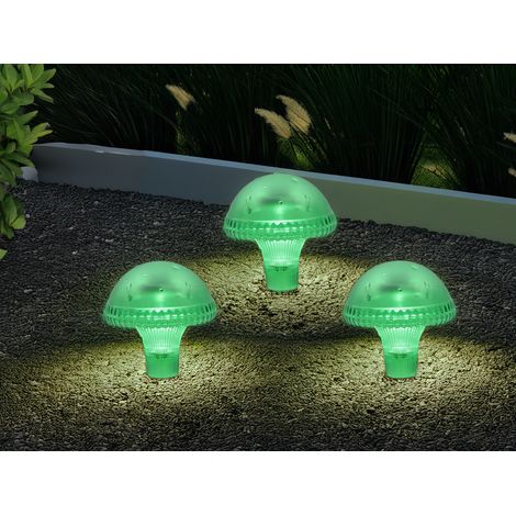 3-er Set LED Solarleuchten, Grün mit Erdspieß Höhe 27,5 cm (1/5)