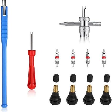 Demontage Valve Pneu Outil,Kit pour Valves Tubeless et Noyaux de Valve, Accessoires pour Montage et Entretien (1/5)