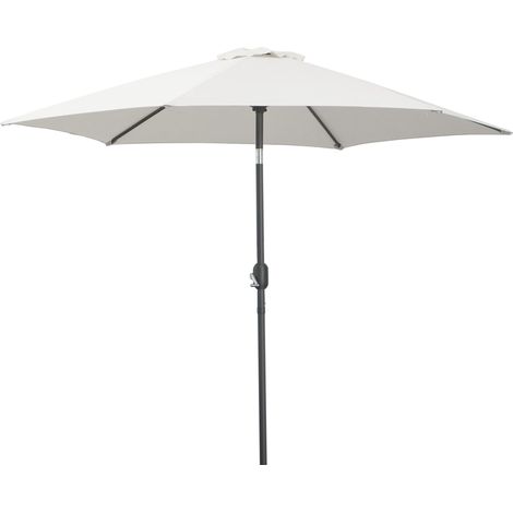 Parasol droit parasol enclenable de jarden balcon terrasse manivelle toile polyester imperméabilisée haute densité 180 g/m² Ø2,6 x 2,35H m alumenium crème (1/5)