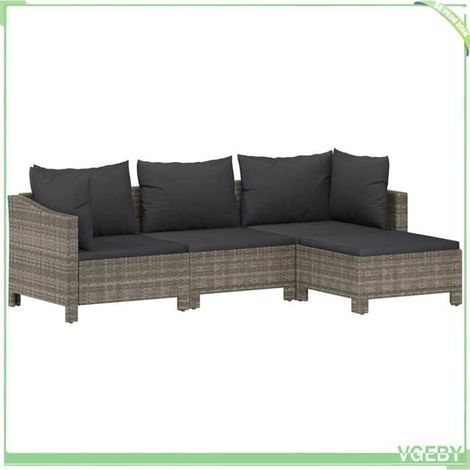 Salon de jardin 4 pcs - FAFEICY - 362687 - Résine tressée gris - Cadre acier enduit poudre - Coussins inclus (1/5)