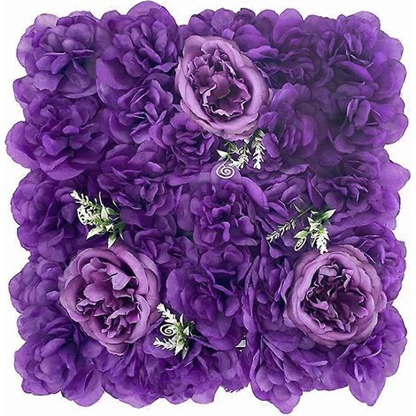 Décoration murale de fleurs artificielles (roses fausses) à faire soi-même, 35 x 35 cm, pour fond de mariageviolet (1/5)