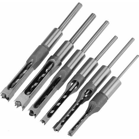 Tigrezy 6 Pcs Forets À Bois Trou Carré Mèches À Bédane Trou Carré En Acier Hrc48-50, Forets À Mortaise Outil Menuiserie Perceuse À Trou Carré Pour Travail Du Bois (1/5)
