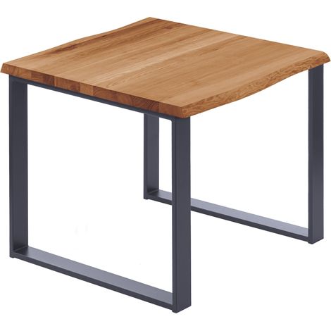 LAMO Manufaktur Esstisch Küchentisch, mit Baumkante 60x60x76 cm (AxBxH), Modern, Dunkel / Anthrazit, LBB-01-A-004-7016M