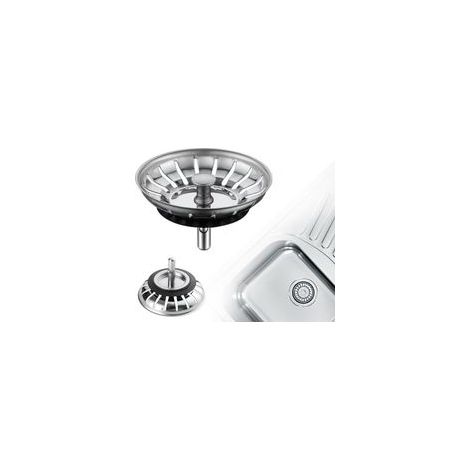 Lot de 2 bouchons évier cuisine inox – Bonde évier avec grille antiblocage – Vidange rapide (1/5)