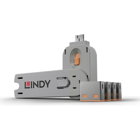 LINDY USB Portschlüssel 4xOrange mit Schlüssel (40453)