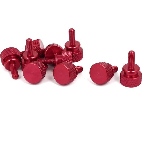 Vis moletées à épaulement M4x10 mm, couleur bordeaux, lot de 10 (source map) pour boîtier PC (1/3)